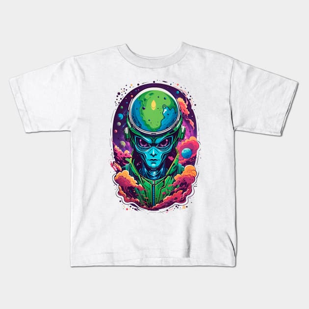 Earth Head Alien Kids T-Shirt by Best T-Shirts